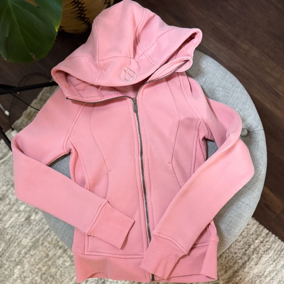 lululemon athletica Tops - Lululemon💎Scuba Hoodie Cotton Soft Fleece Plush Pink Rose 
XS/Small 15”ptp EUC